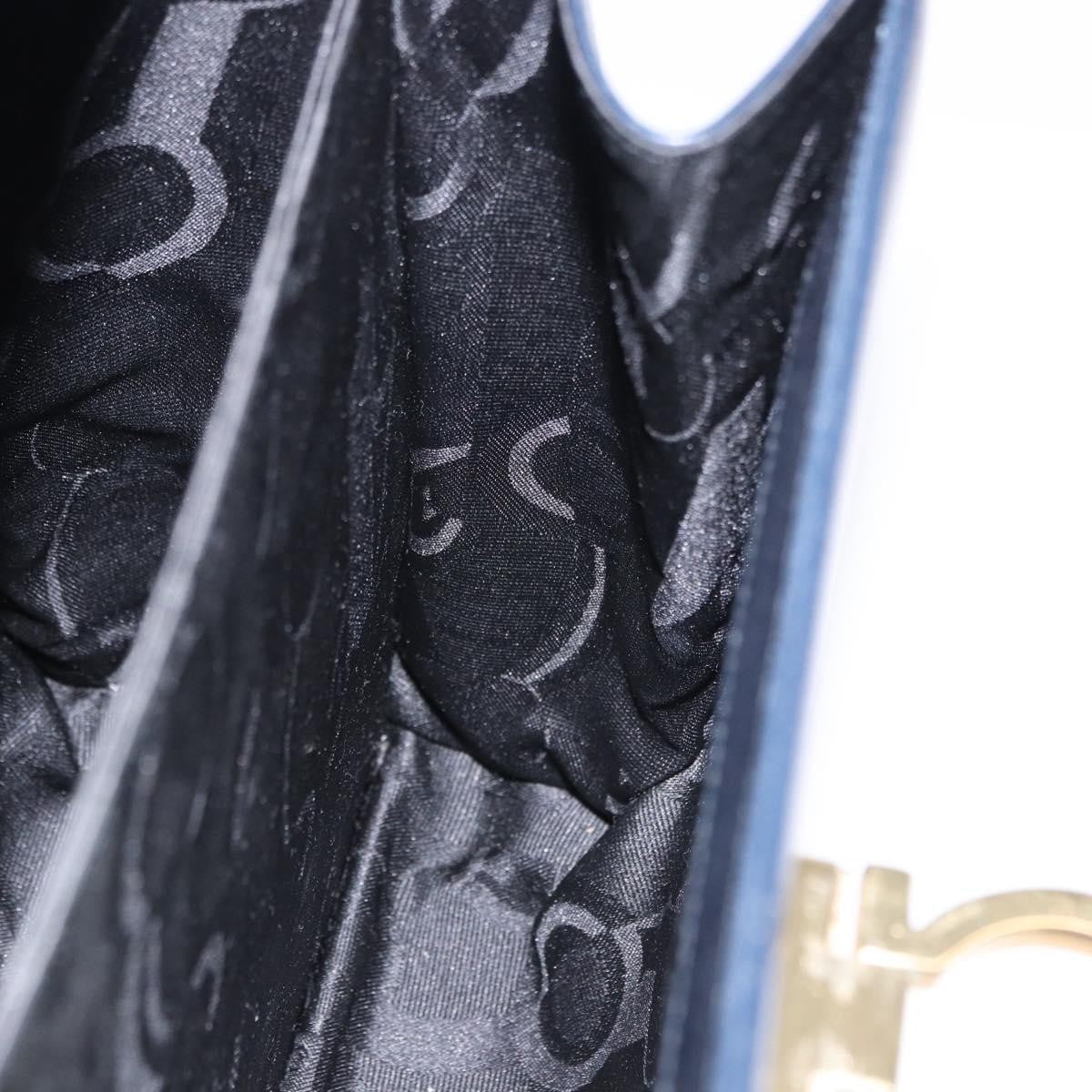 Salvatore Ferragamo Convertible Top Handle Leather, Navy, Leather, Handbag