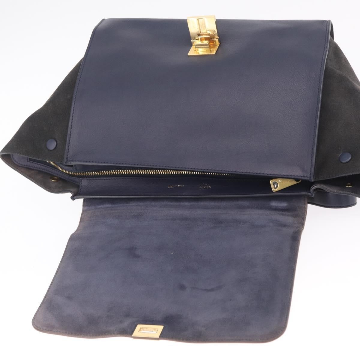 Celine Tricolor Trapeze Leather, Navy, Leather, Handbag