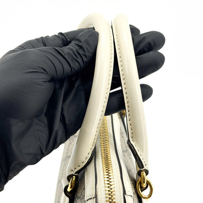 Gucci Horsebit 1955 Top Handle GG Coated Canvas with Leather, White, Canvas, Handbag