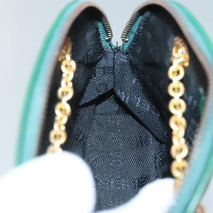 Celine Chain Vertical Quilted Lambskin, Green, Leather, Shoulder Bag