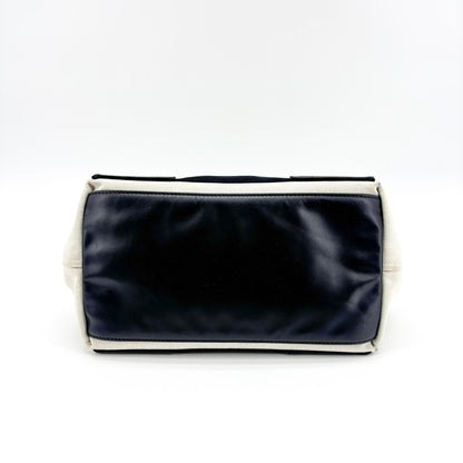 Balenciaga Navy Cabas Canvas with Leather, Black, Canvas, Tote Bag