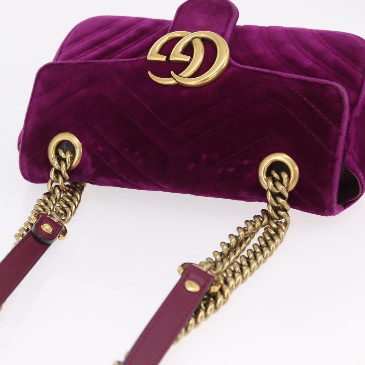 Gucci GG Marmont Matelassé Velvet, Purple, Velvet, Shoulder Bag