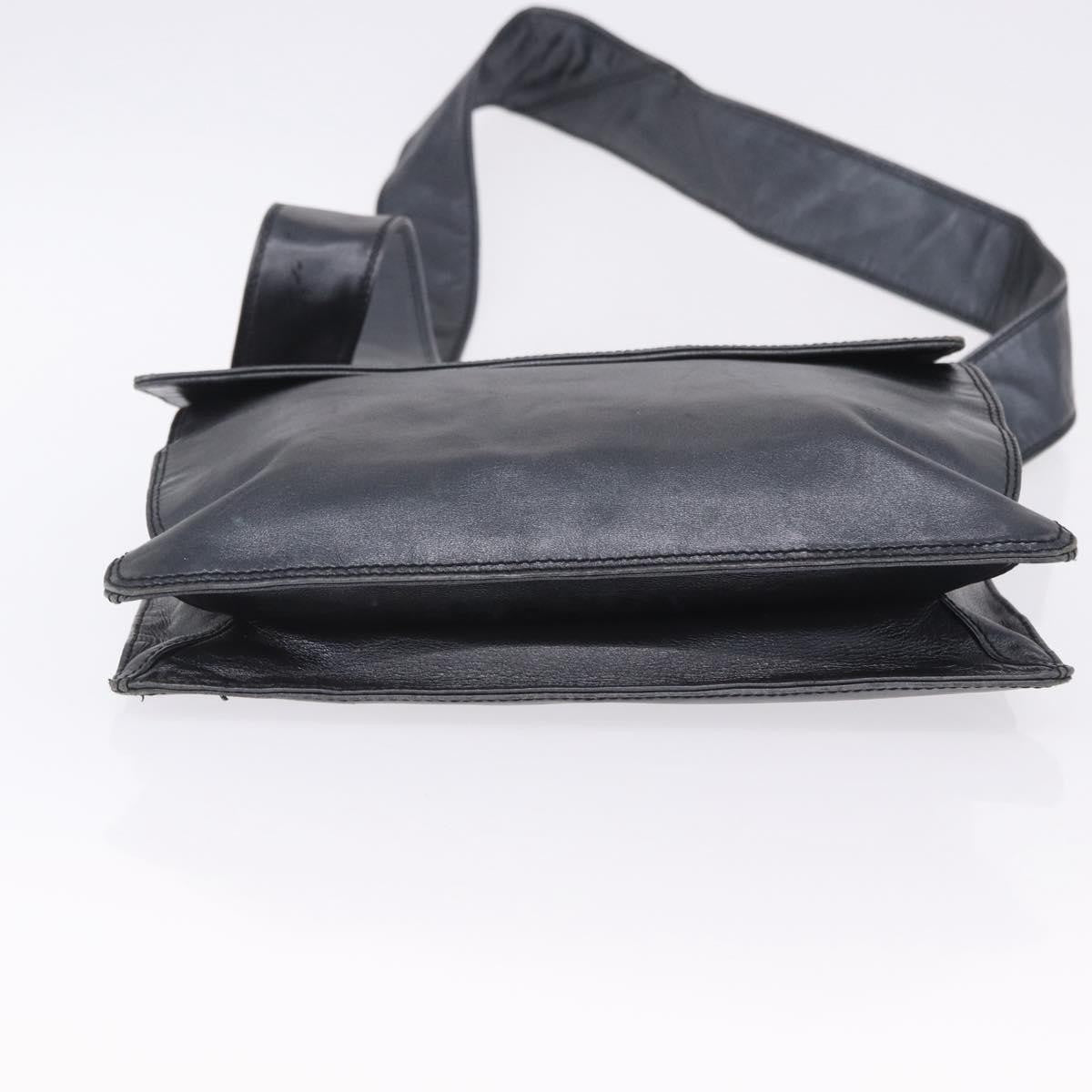 Chanel Vintage Logo Flap Messenger Leather, Blue, Leather, Handbag