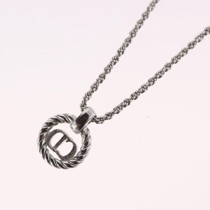 Christian Dior VIntage Circle Pendant Metal, Silver, Metal, Necklace