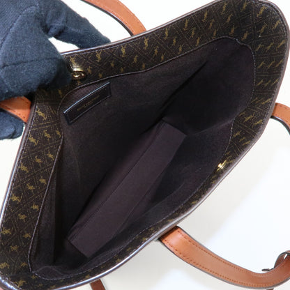 Saint Laurent Le Monogramme Shopper Monogram All Over Coated Canvas and Leather, Brown, PVC, Tote Bag