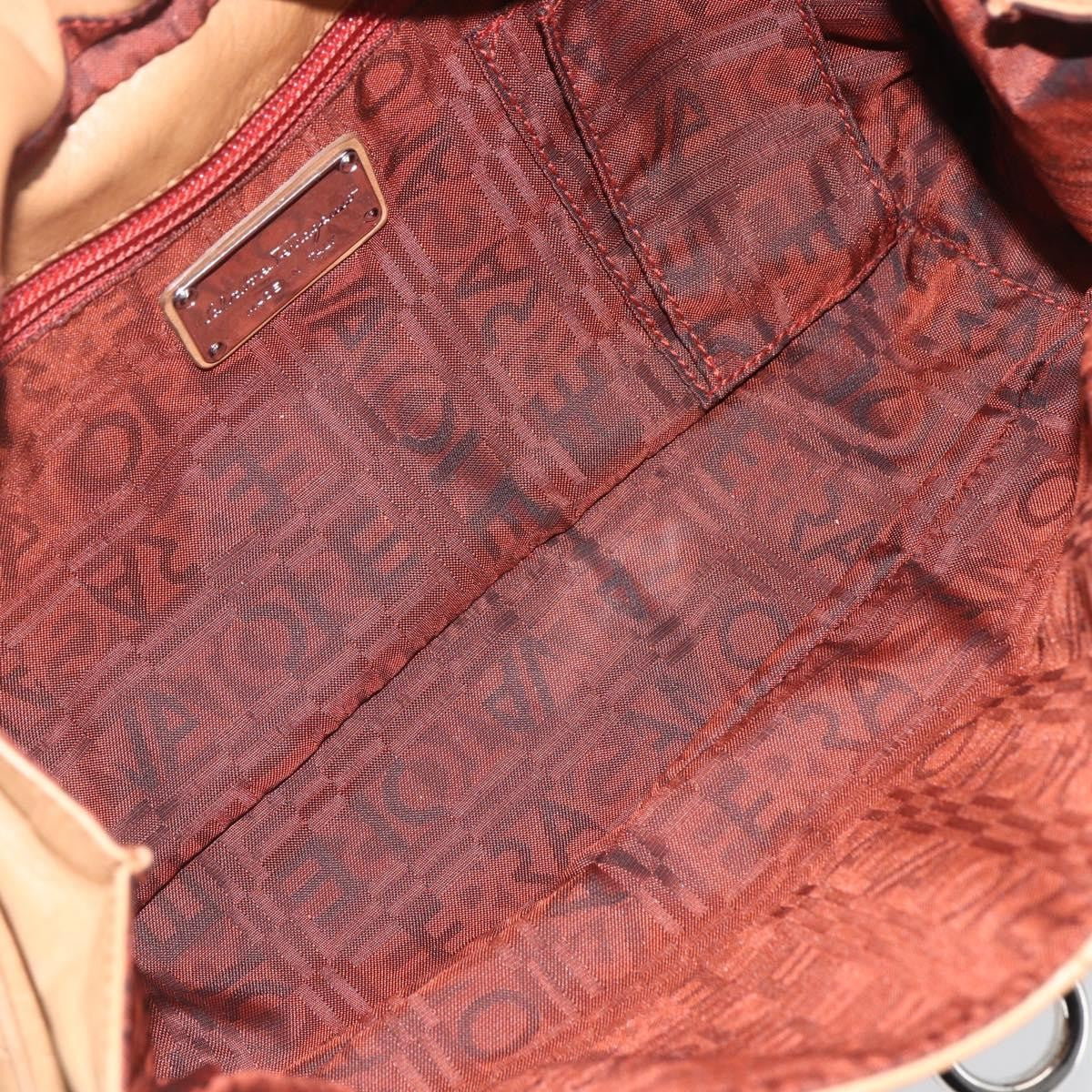 Salvatore Ferragamo Gancini Leather, Brown, Leather, Shoulder Bag
