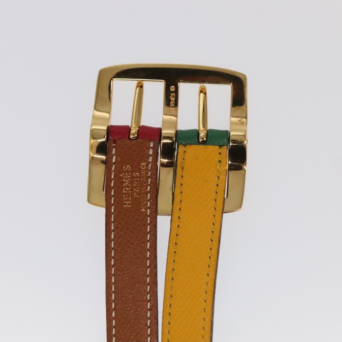 Hermes Double Hole Buckle Belt Metal and Leather, Multicolour, Leather, Belt