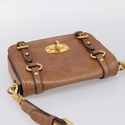 Miu Miu Shoulder Leather, Brown, Leather, Shoulder Bag