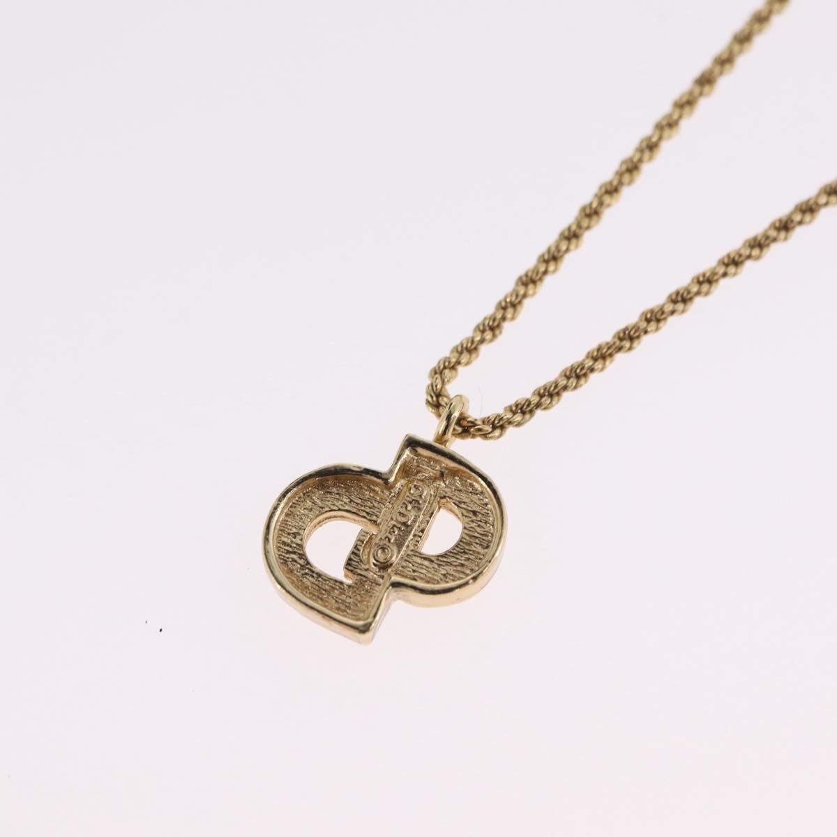 Christian Dior CD Pendant Metal and Crystals, Gold, Metal, Necklace