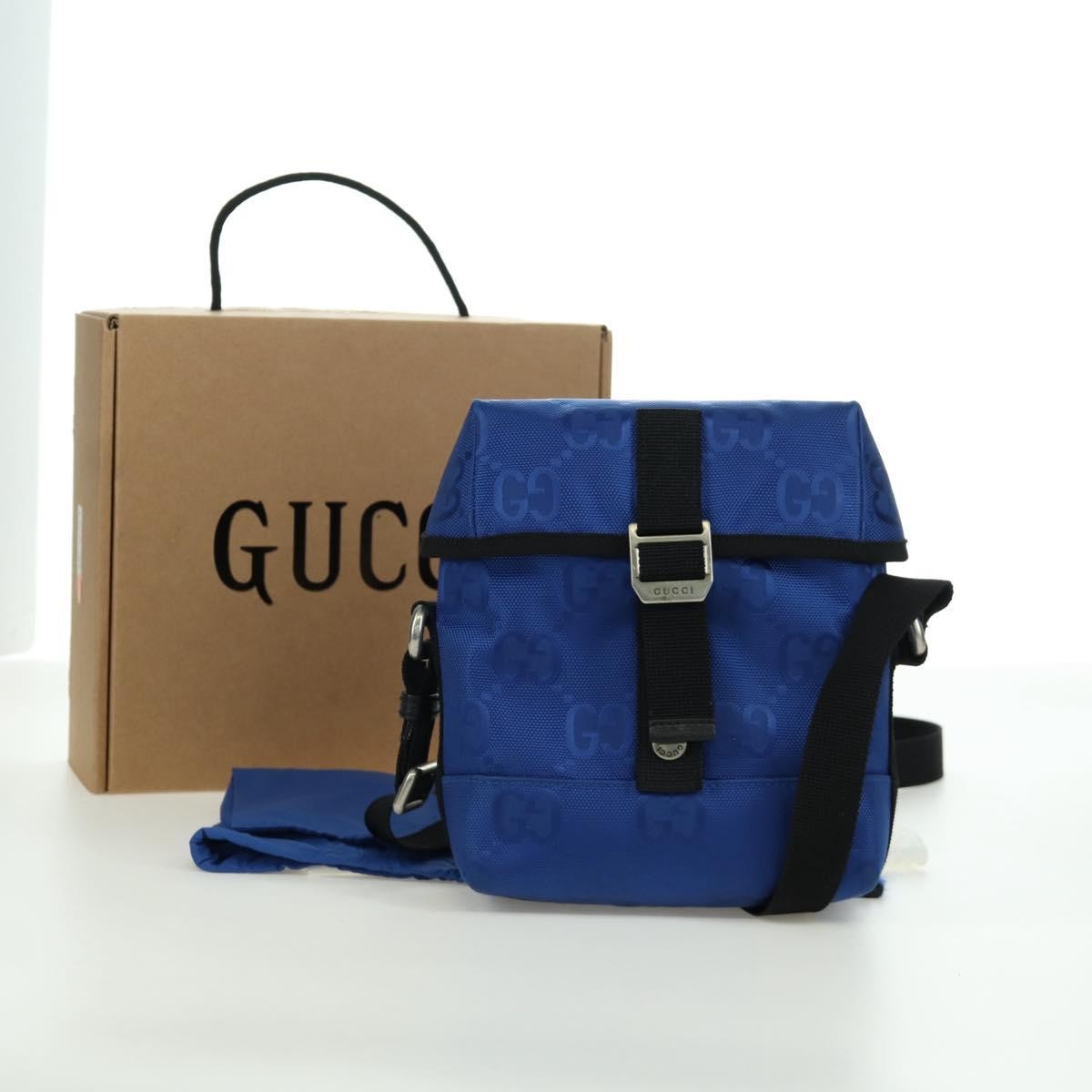 Gucci Off The Grid Buckle Messenger GG Econyl, Blue, Canvas, Handbag