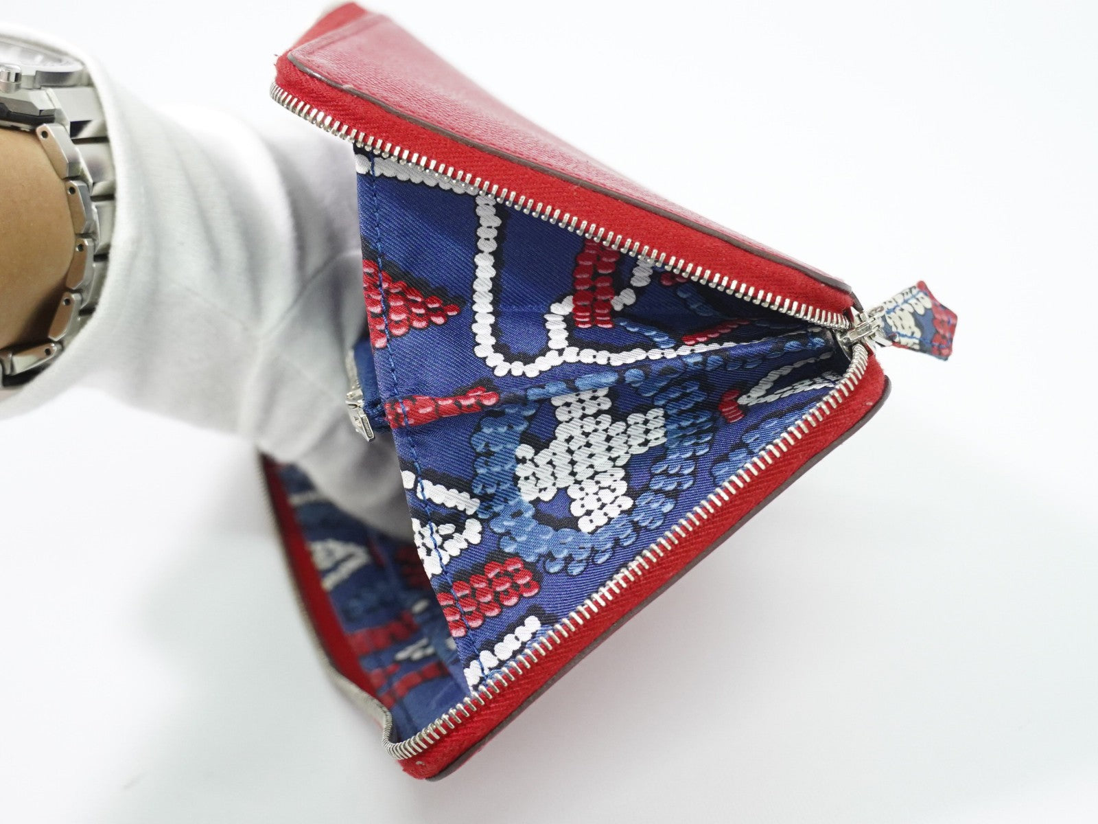 Hermes Azap Zip Around Silk'in Epsom, Red, Leather, Wallet