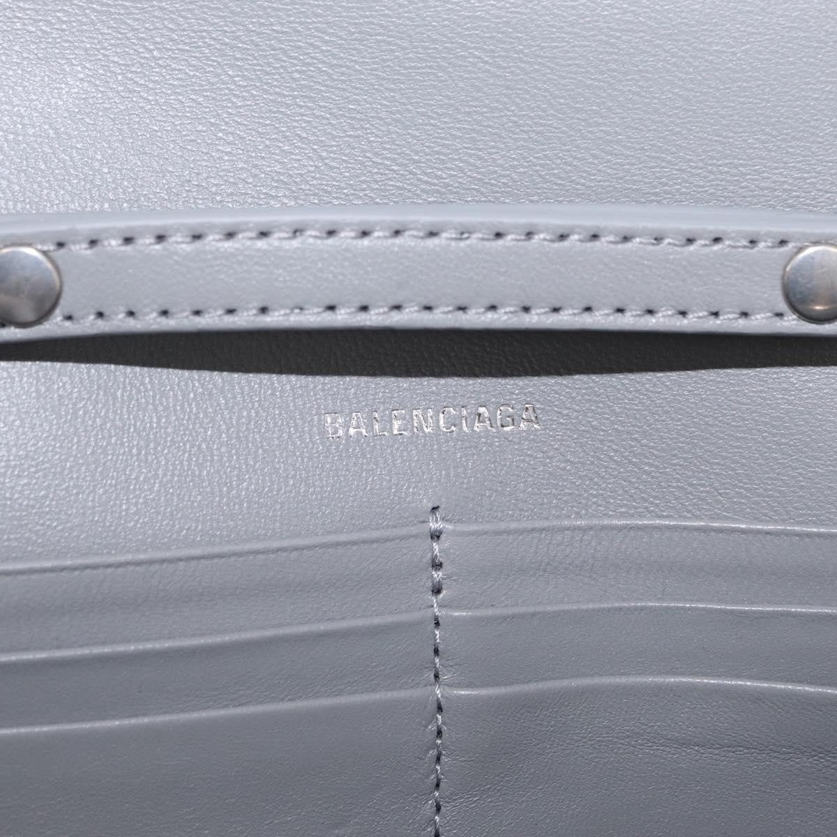 Balenciaga Hourglass Chain Leather with Sequins, Silver, Leather, Crossbody Bag