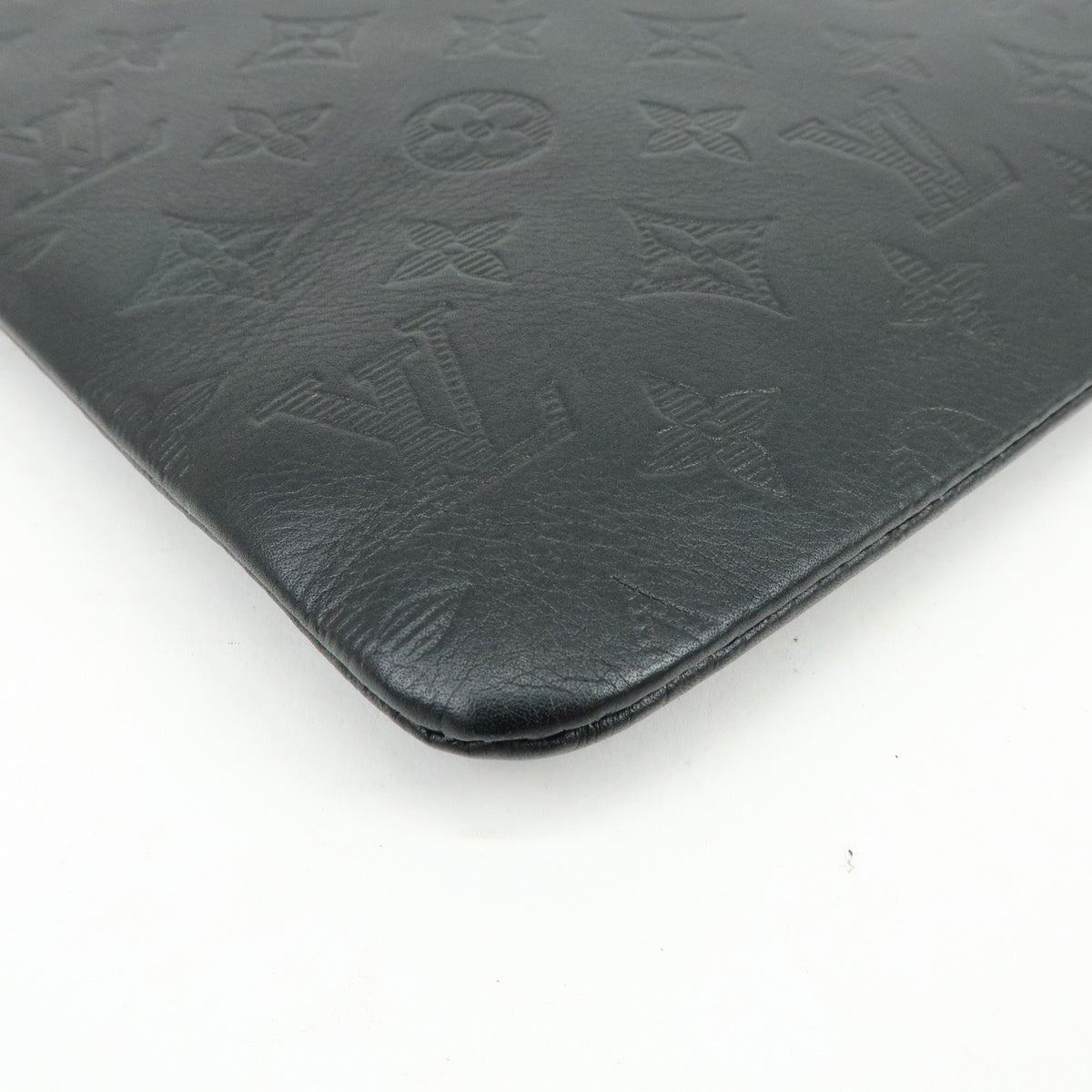 Louis Vuitton Discovery Pochette Monogram Shadow Leather, Black, Leather, Clutch