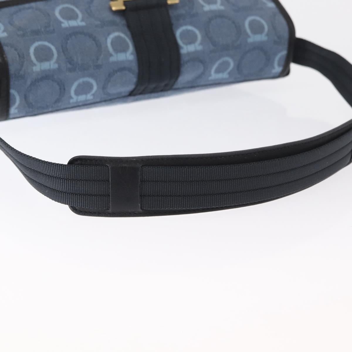 Salvatore Ferragamo Gancini Canvas, Navy, Canvas, Shoulder Bag