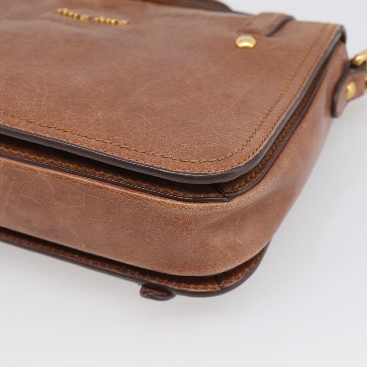 Miu Miu Shoulder Leather, Brown, Leather, Shoulder Bag