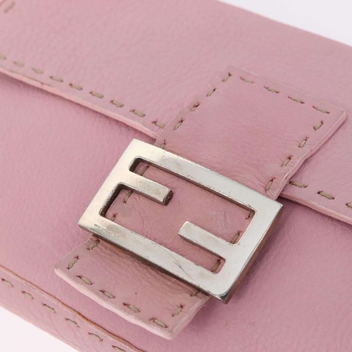 Fendi Selleria Baguette Leather, Pink, Leather, Handbag
