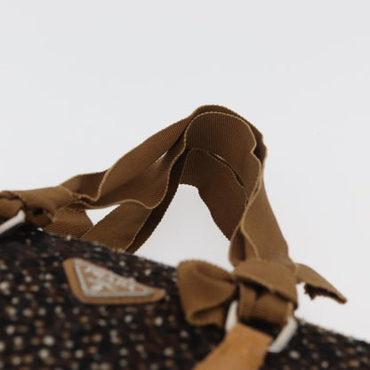 Prada Convertible Open Tweed, Brown, Canvas, Tote Bag