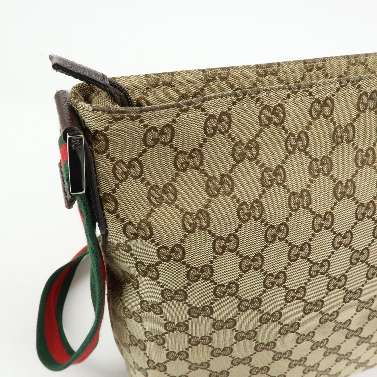 Gucci Web Strap Messenger GG Canvas, Beige, Canvas, Handbag