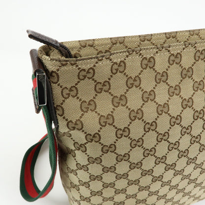 Gucci Web Strap Messenger GG Canvas, Beige, Canvas, Handbag