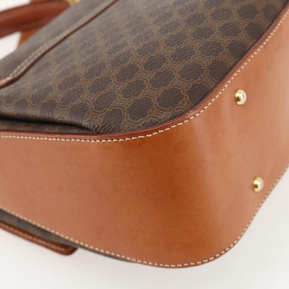 Celine Vintage Convertible Top Handle Macadam Coated Canvas, Brown, PVC, Handbag