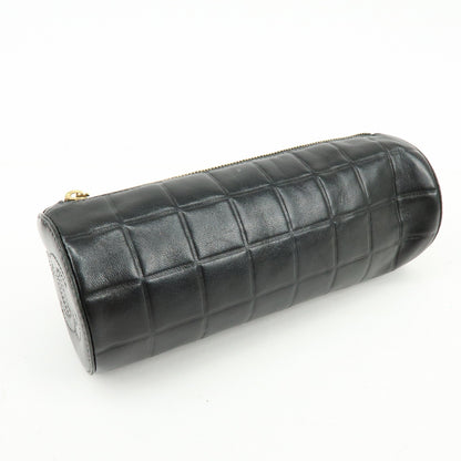Chanel Chocolate Bar Cosmetic Quilted Lambskin, Black, Leather, Toiletry Case