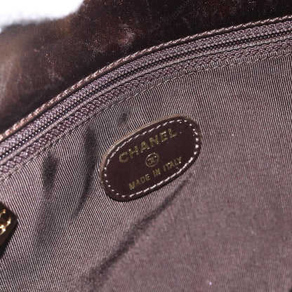 Chanel Vintage Logo Flap Messenger Leather, Brown, Leather, Shoulder Bag