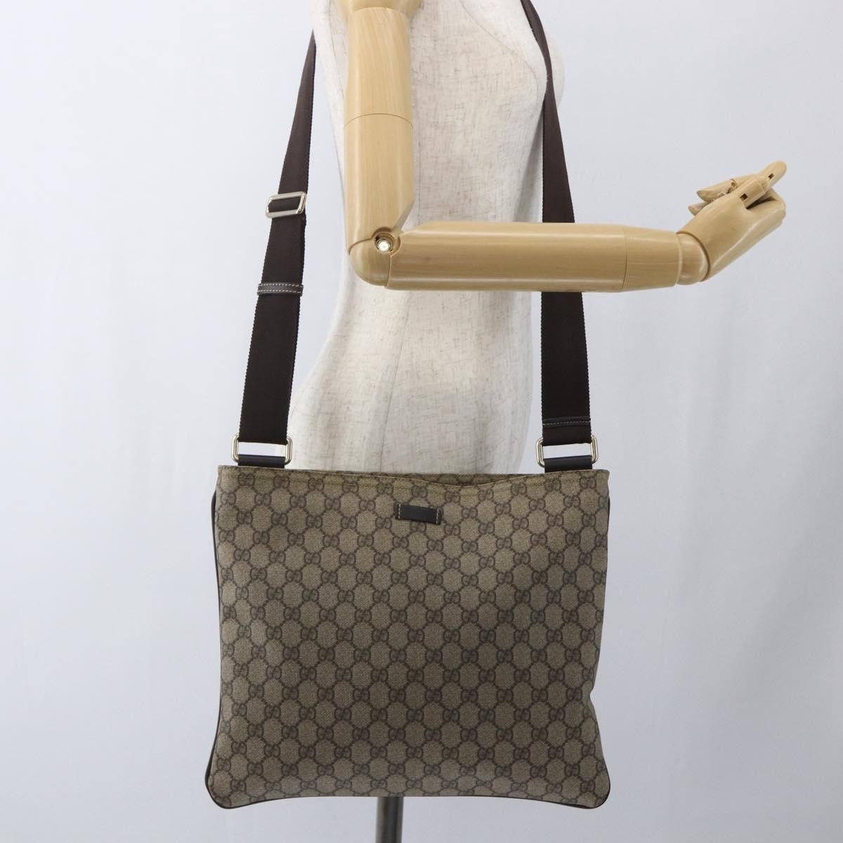 Gucci Zip Top Messenger GG Coated Canvas, Beige, Canvas, Shoulder Bag