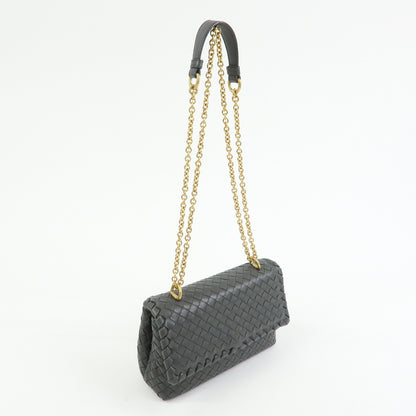 Bottega Veneta Olimpia Intrecciato Nappa, Gray, Leather, Crossbody Bag
