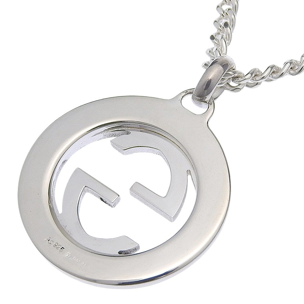 Gucci Engraved Interlocking G Chain Link Pendant Sterling Silver, Silver, Silver, Necklace