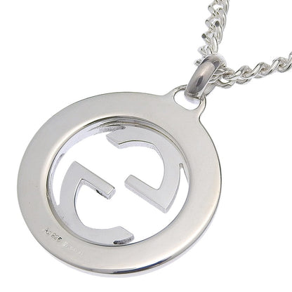 Gucci Engraved Interlocking G Chain Link Pendant Sterling Silver, Silver, Silver, Necklace
