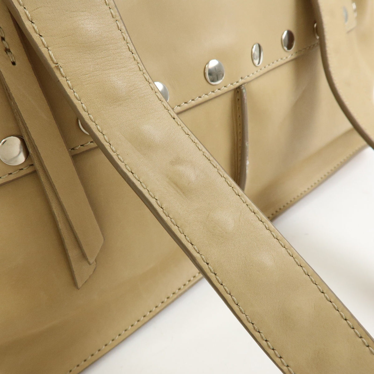 Celine Bowling Leather, Beige, Leather, Handbag