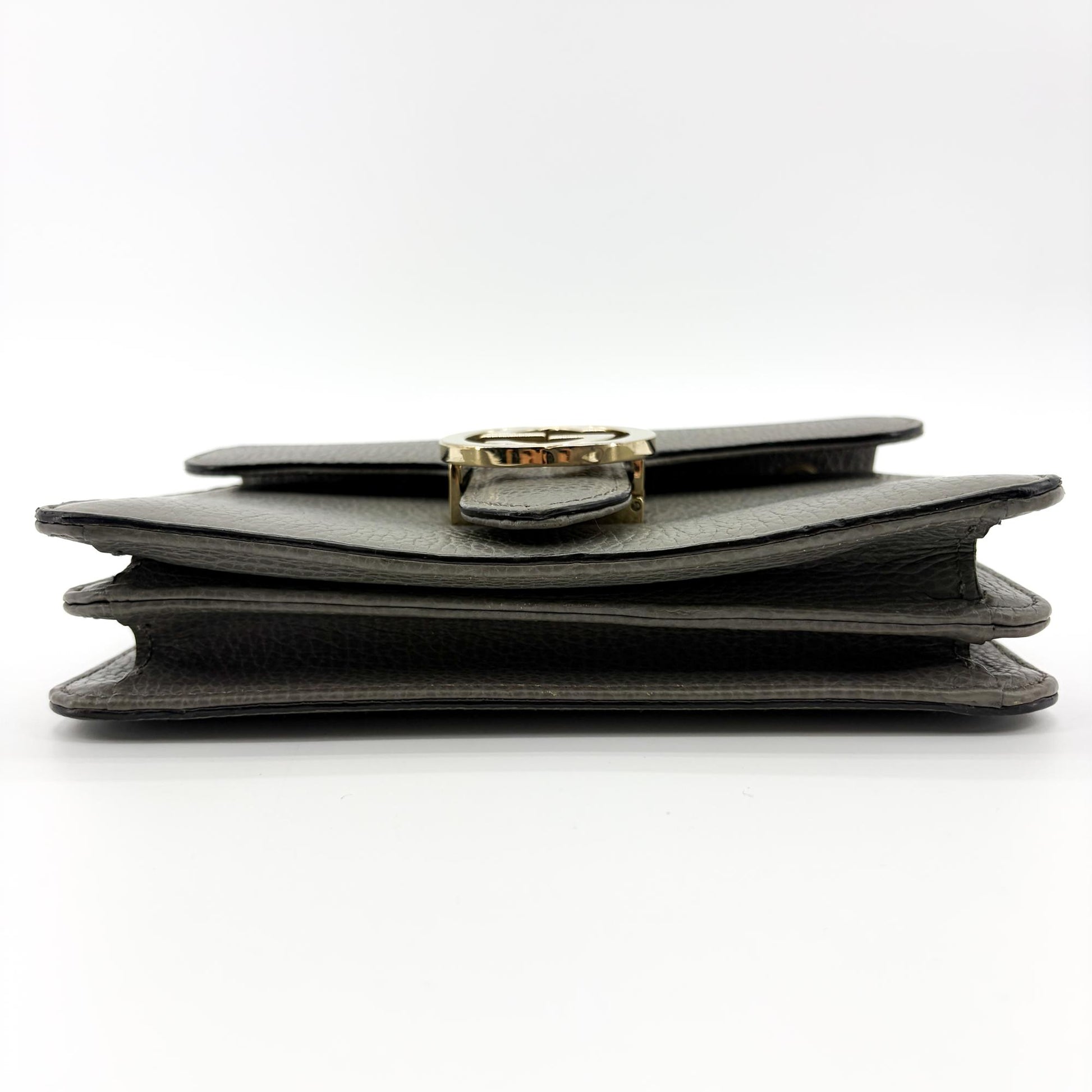 Gucci Interlocking Leather, Gold, Leather, Shoulder Bag
