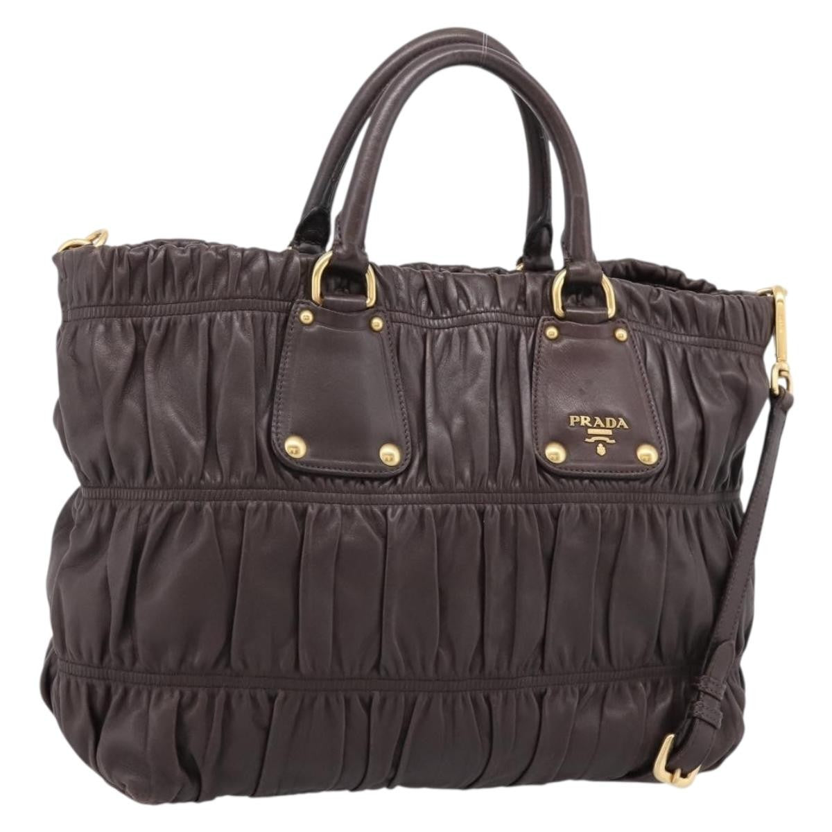 Prada Gaufre Nappa Leather, Brown, Leather, Tote Bag