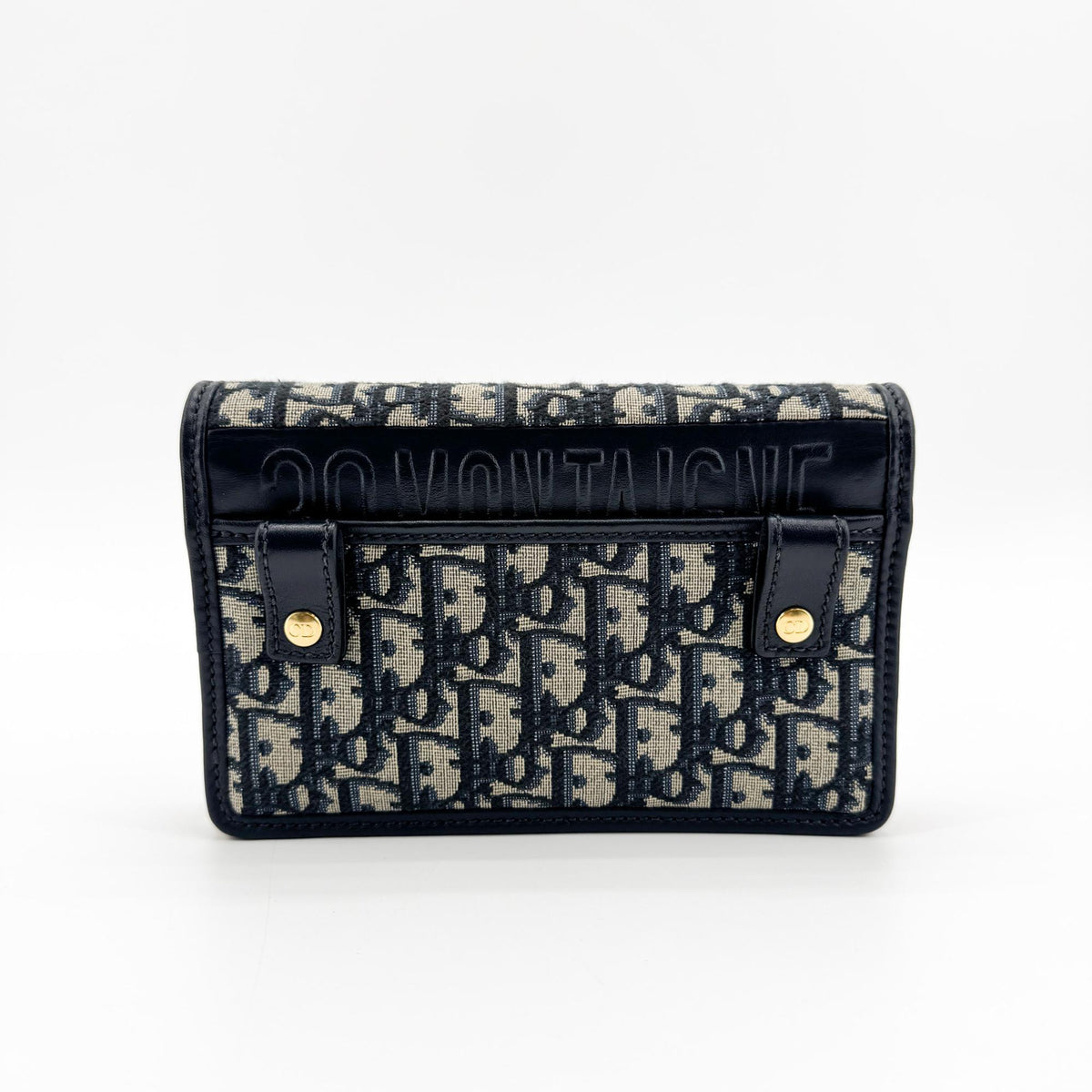 Christian Dior 30 Montaigne 2-in-1 Oblique Canvas, Navy, Canvas, Clutch