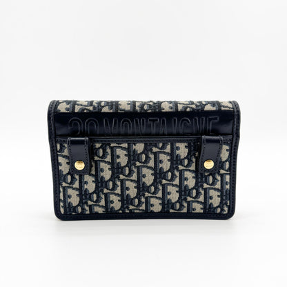 Christian Dior 30 Montaigne 2-in-1 Oblique Canvas, Navy, Canvas, Clutch