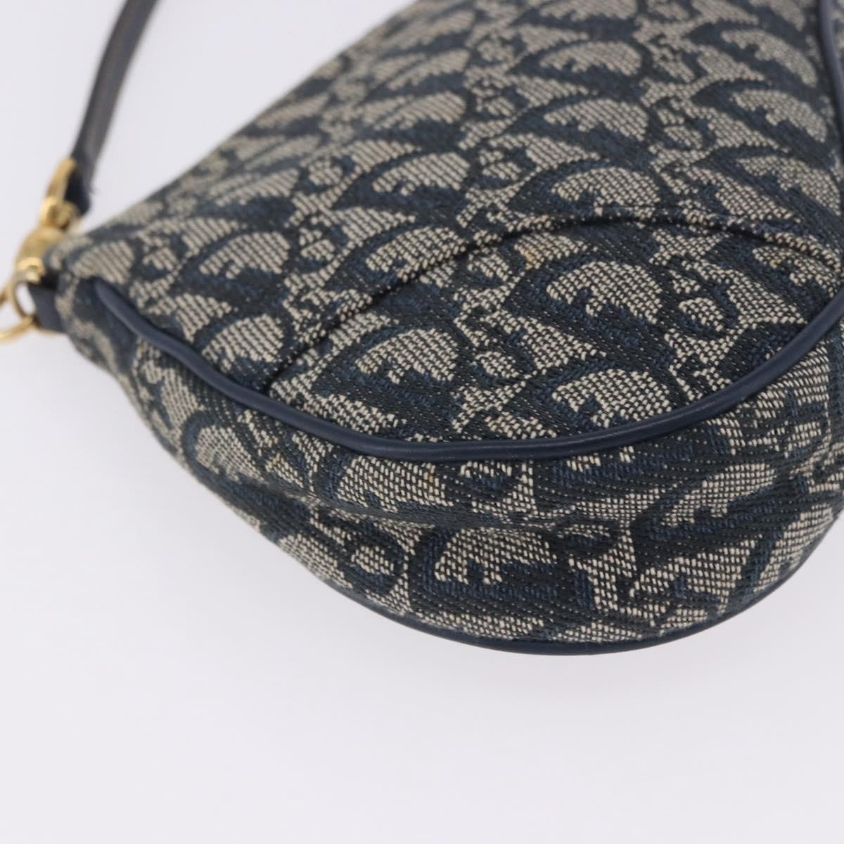 Christian Dior Vintage Saddle Bag Canvas, Navy, Canvas, Clutch