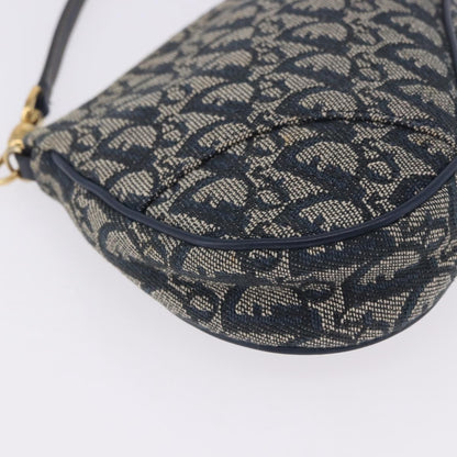 Christian Dior Vintage Saddle Bag Canvas, Navy, Canvas, Clutch