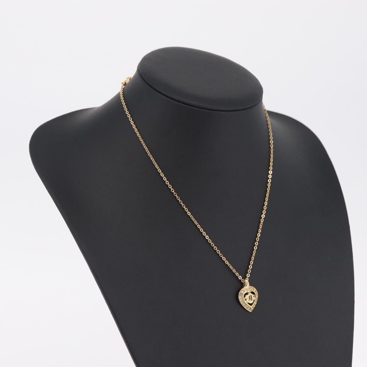 Christian Dior Logo Heart Pendant Metal, Gold, Metal, Necklace