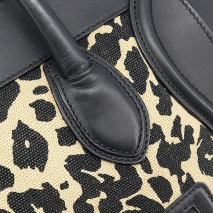 Celine Luggage Printed Canvas and Leather, Black, Leather, Handbag