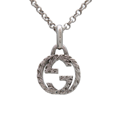 Gucci Engraved Interlocking G Chain Link Pendant Sterling Silver, Silver, Silver, Necklace
