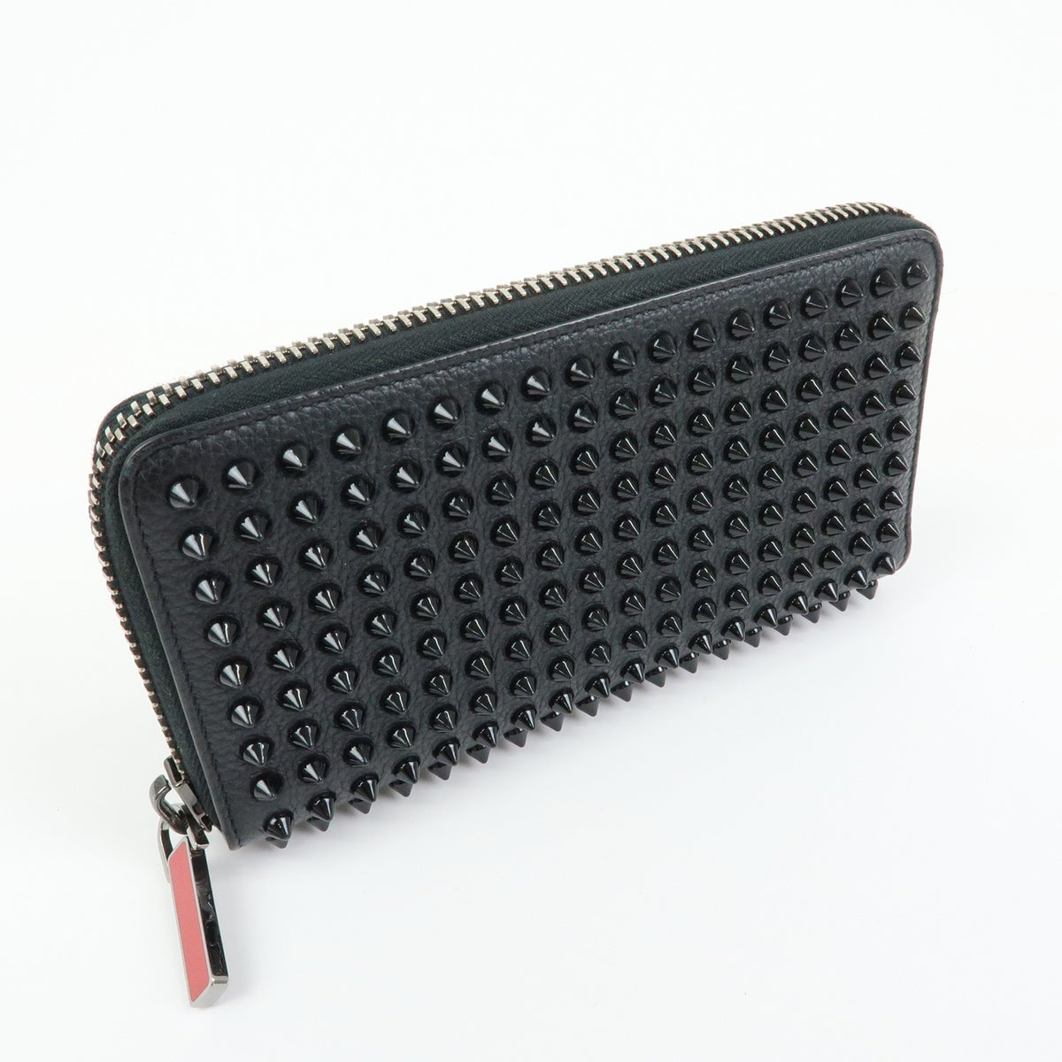 Christian Louboutin Panettone Spiked Leather, Black, Leather, Wallet