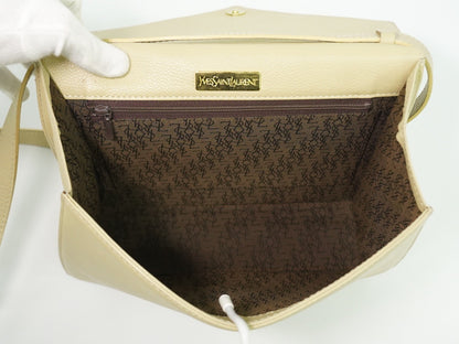 Saint Laurent Uptown Leather, Beige, Leather, Crossbody Bag