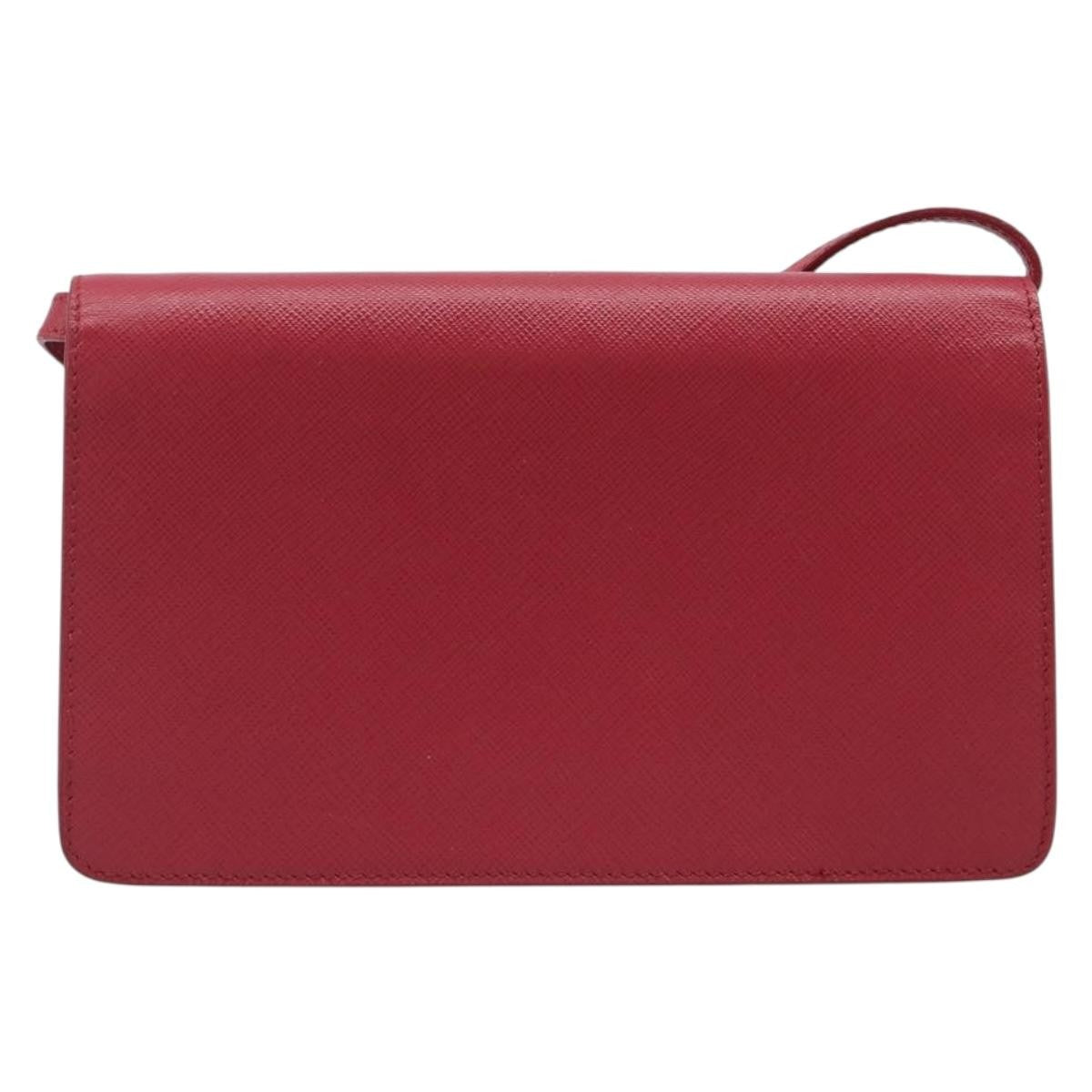 Prada Bow Wallet on Strap Saffiano Leather, Red, Leather, Crossbody Bag