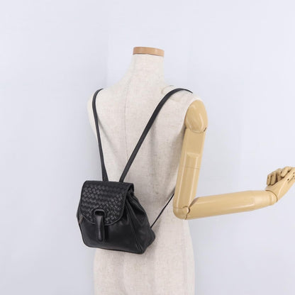 Bottega Veneta Backpack Leather with Intrecciato, Black, Leather, Backpack