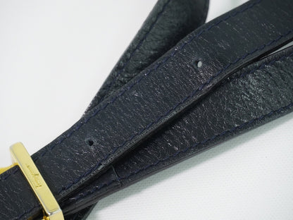 Salvatore Ferragamo Convertible Top Handle Leather, Navy, Leather, Handbag