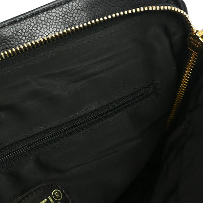 Chanel Vintage Logo Chain Tote Caviar, Black, Leather, Tote Bag