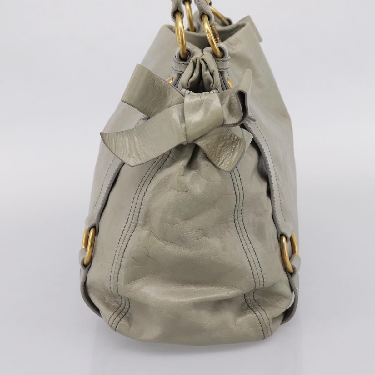 Miu Miu Bow Satchel Cervo Leather, Gray, Leather, Handbag