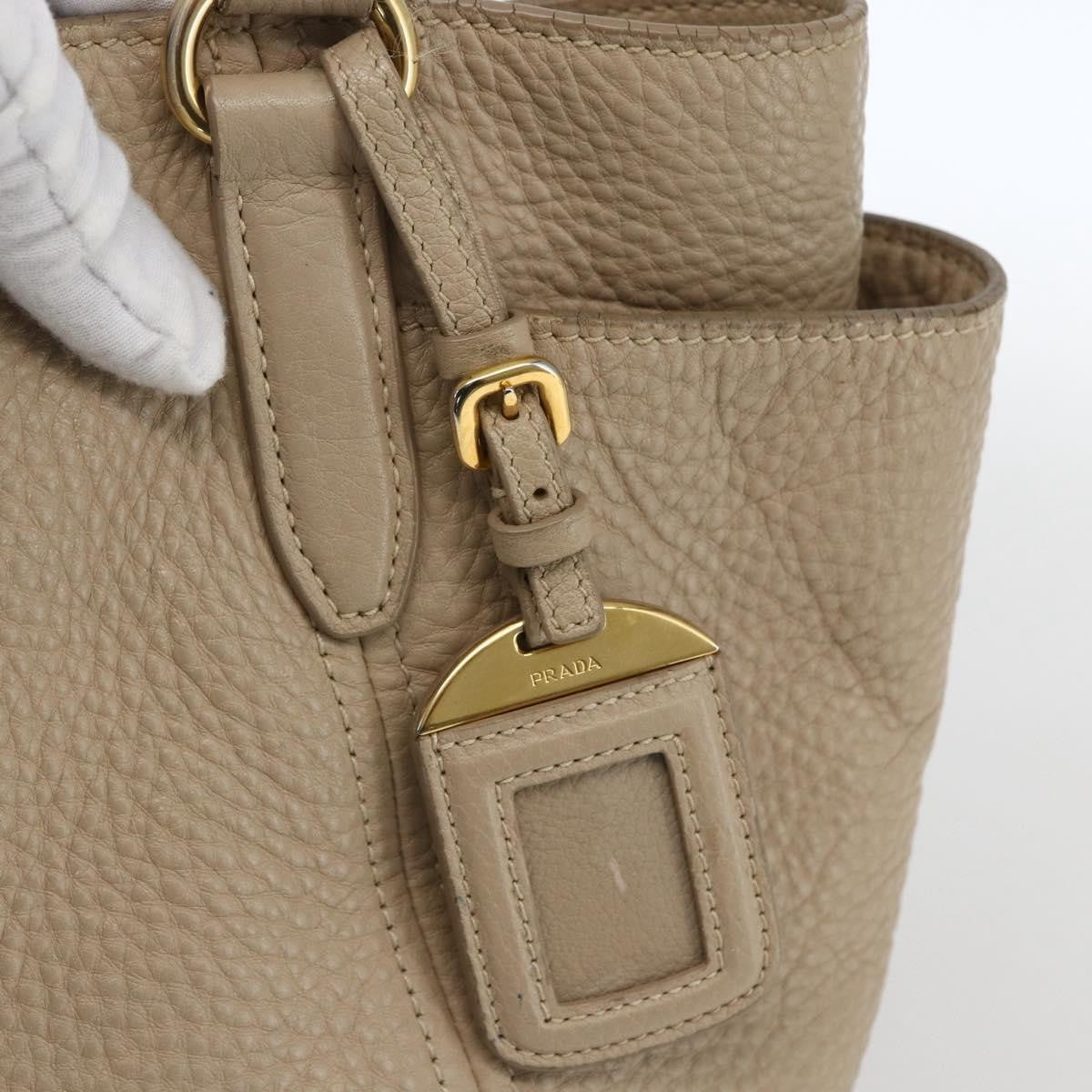 Prada Side Pocket Convertible Vitello Daino, Beige, Leather, Tote Bag