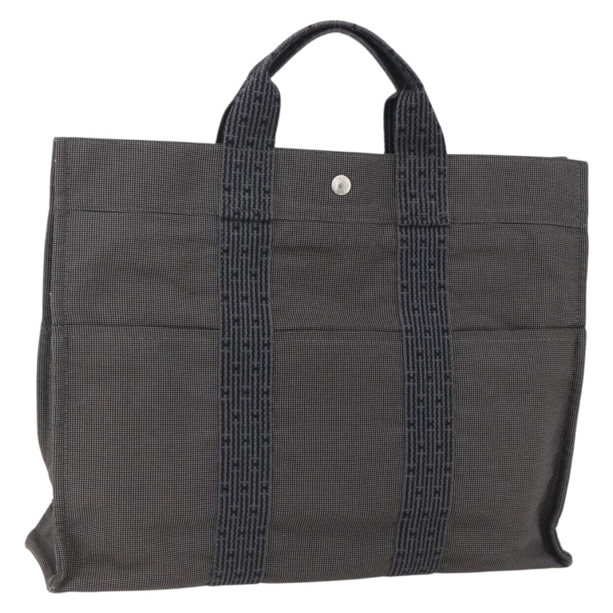 Hermes Fourre-tout Herline Canvas, Gray, Canvas, Tote Bag