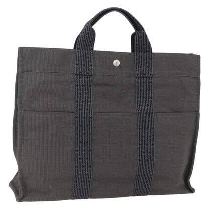Hermes Fourre-tout Herline Canvas, Gray, Canvas, Tote Bag
